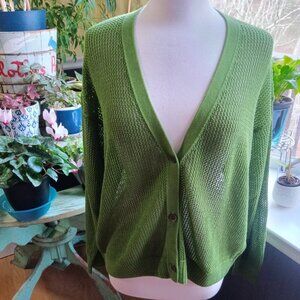 Uniqlo Open Weave Women's Cardigan Green 100% Cotton Size XL